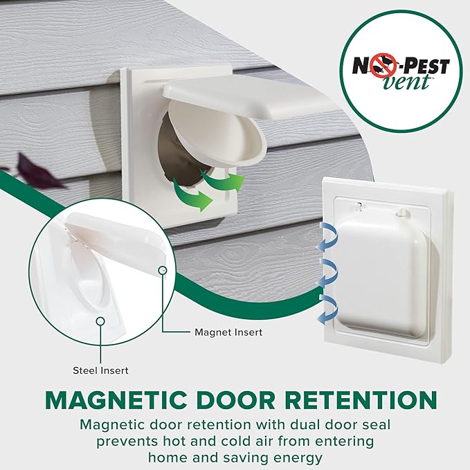 NO-PEST VENT, Exclusive Dual Door Dryer Vent Cover Outdoor 4 inch, Made in USA - Image 3