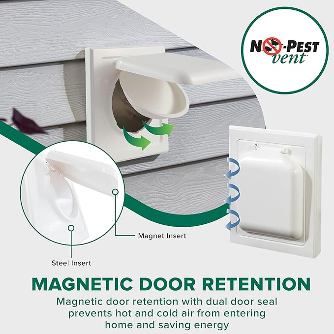 NO-PEST VENT, Exclusive Dual Door Dryer Vent Cover Outdoor 4 inch or Bathroom - Image 4