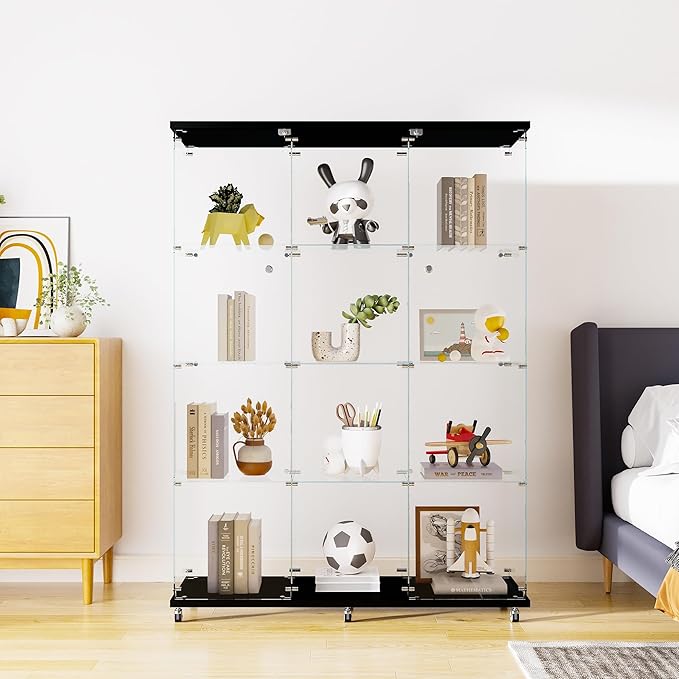 Yoluckea 4 Shelves Glass Display Cabinet Extra Large, Floor Standing Clear - Image 5