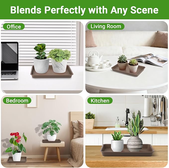GREANER Brown Plant Saucers for Indoors, 11 Inch Heavy Duty Seedling Starter - Image 6