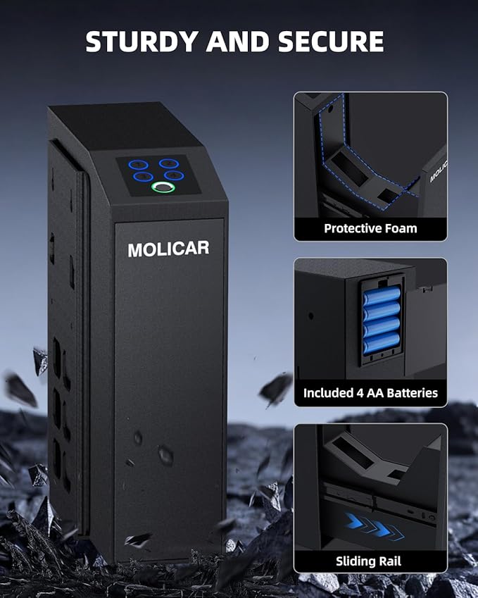 Biometric Gun Safe for Handgun Fingerprint 3 Ways Quick Access Slider Pistol - Image 3
