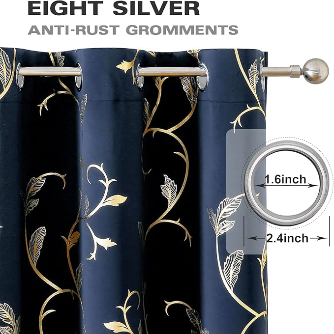 BUHUA Blackout Curtains 72 Inches Long, Living Room Curtains & Drapes, Thermal - Image 4