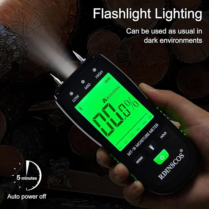 RDINSCOS Moisture Meter for Firewood Digital Wood Moisture Tester Firewood and - Image 5