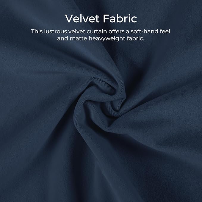 TWOPAGES Luxury Velvet Curtain Pinch Pleated Navy Blue Curtain 84 inch Long - Image 3