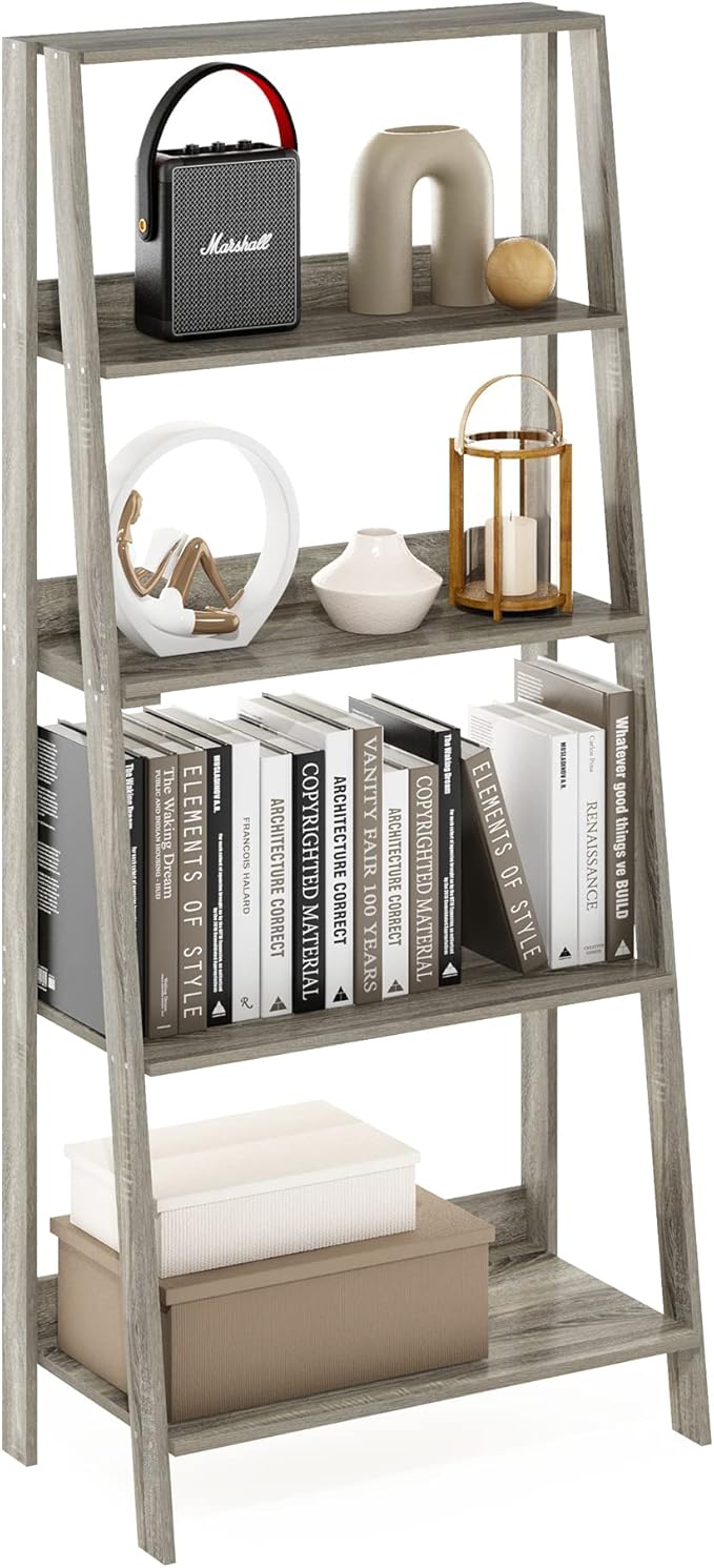 Furinno Ladder Book Shelf, 5-Tier Ladder Shelf, Display Storage Shelves by Furinno-FitsYourSpaceFitsYourBudget