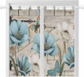 Teal Blue Tulips Bedroom Curtains 72 Inch Length, Window Curtains Tab Top by Unknown