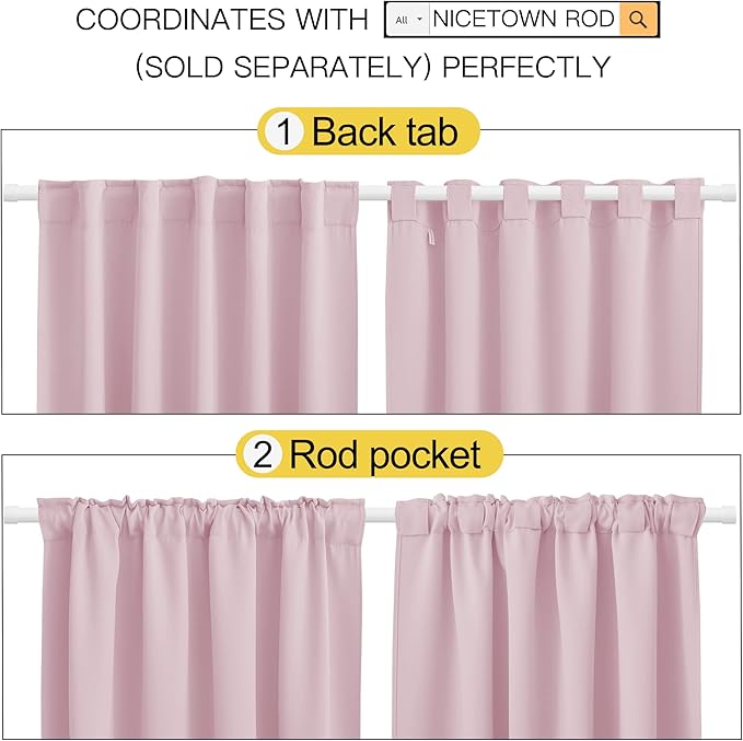 Blackout Curtain Panels for Girls Room Baby Pink 52W 84L 2 Panels Noise - Image 3