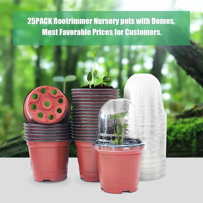 Plant Nursery Pots with Humidity Domes, 25 Sets 4 Inch Soft Nursery Pots - Image 6