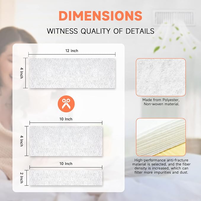 4" x 12" Air Vent Filters for Home Thin, ULTRA GREEN Vent Covers Replacement - Image 3