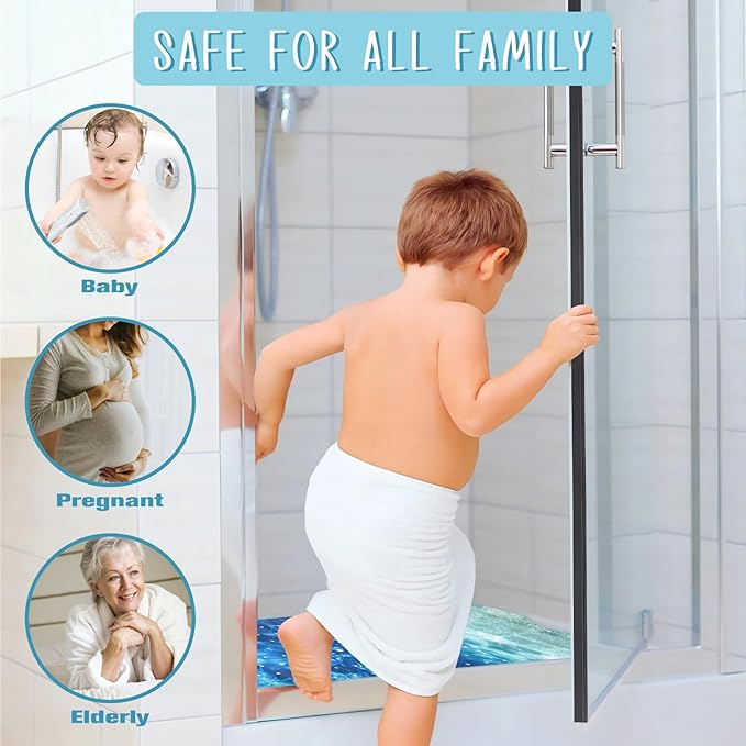 Seawater Bathtub Mat Non Slip, Ocean Waves Bath Tub Mat Baby Bath Mats - Image 8