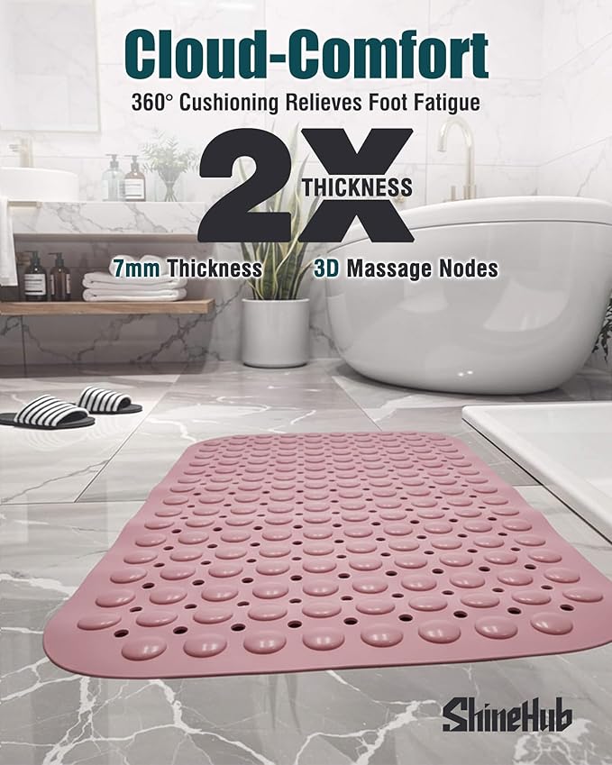 Non-Slip Bath Mat for Tub Shower, TPE Machine Washable Bathroom Essentials - Image 3