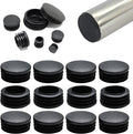1-9/16" Plastic Hole Plugs Black -Round Chair Leg Caps, Flush Mount Pipe Plugs by EASYEAH