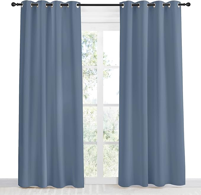NICETOWN Blackout Curtain Panel, Ring Top, W55 x L86, Stone Blue Color - Image 2