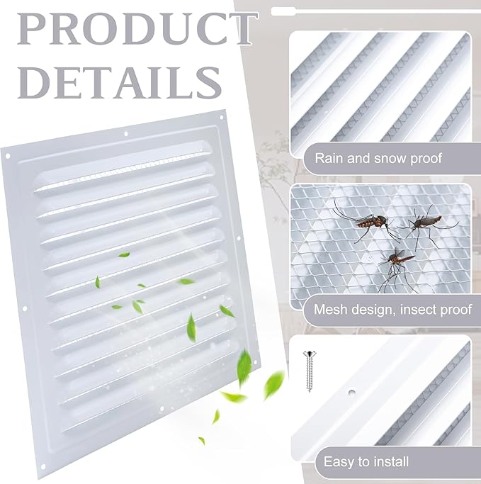 2 Pcs Attic Vent 10" X 10" Shed Vents Metal Gable Vents - Image 3