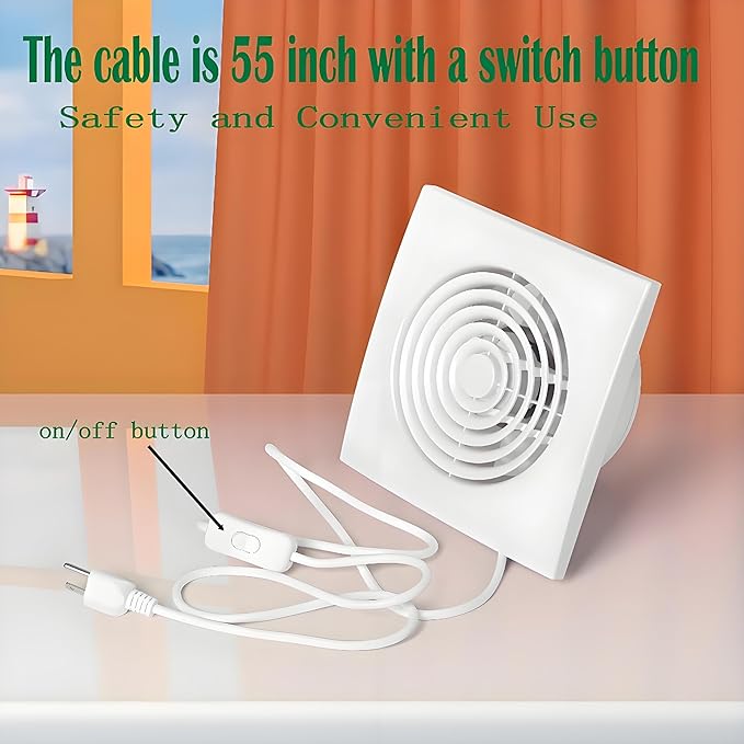 6 Inch Exhaust Fan Bathroom Exhaust Fan Damper ABS Waterproof Ventilation Fan - Image 4