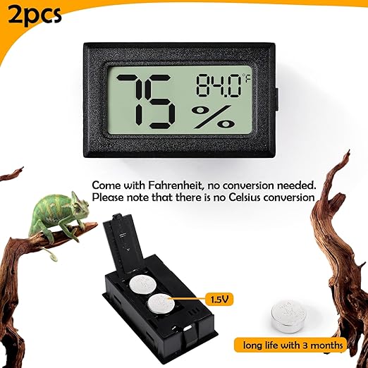2 PCS Rectangle Reptile Thermometer and Humidity Gauge - Image 3