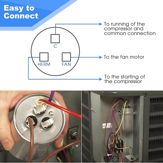 Frienda 35+5 MFD 35/5 uf ±6% 370V or 440V VAC Dual Run Round Capacitor - Image 3