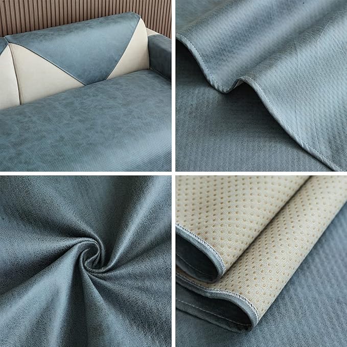 Faux Leather Waterproof Couch Sofa Cover Vintage PU Sectional Couch Cover Non - Image 7