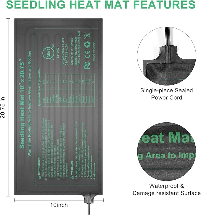 Seedling Heat Mat Hydroponic Plants Heating Pad, Seed Starting Greenhouse and - Image 5