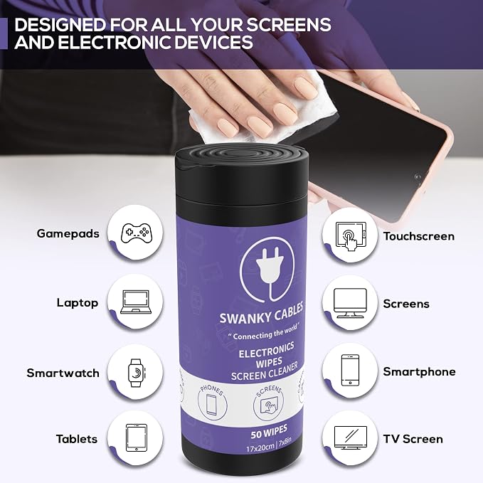 Swanky Cables Screen Cleaner Wipes: Electronic Wipes - Image 2