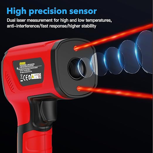 -40℉~2912℉ MESTEK Infrared Thermometer High Temperature Gun, 50:1 Dual Laser - Image 6