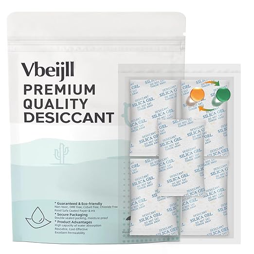50 Gram Color-Indicating Silica Gel Packets, Each 5 Pack Individually Sealed by Vbeijll