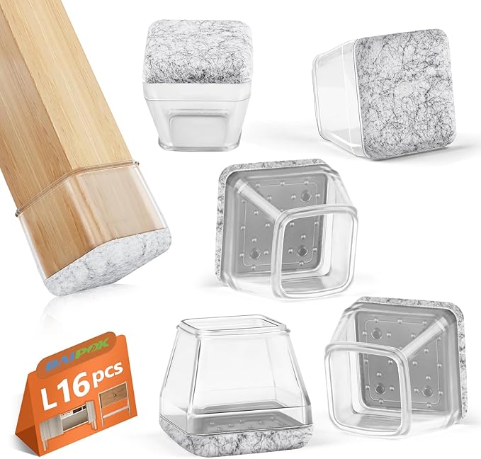 16Pcs Square Chair Leg Floor Protectors by BAIPOK
