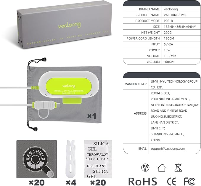 Vacuum-Sealed 3D Printing Filament Kit, 20 Packs Lightproof Storage Bags - Image 7