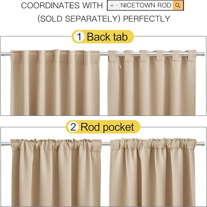 NICETOWN Window Treatment Curtains Room Darkening Drapes - Image 3