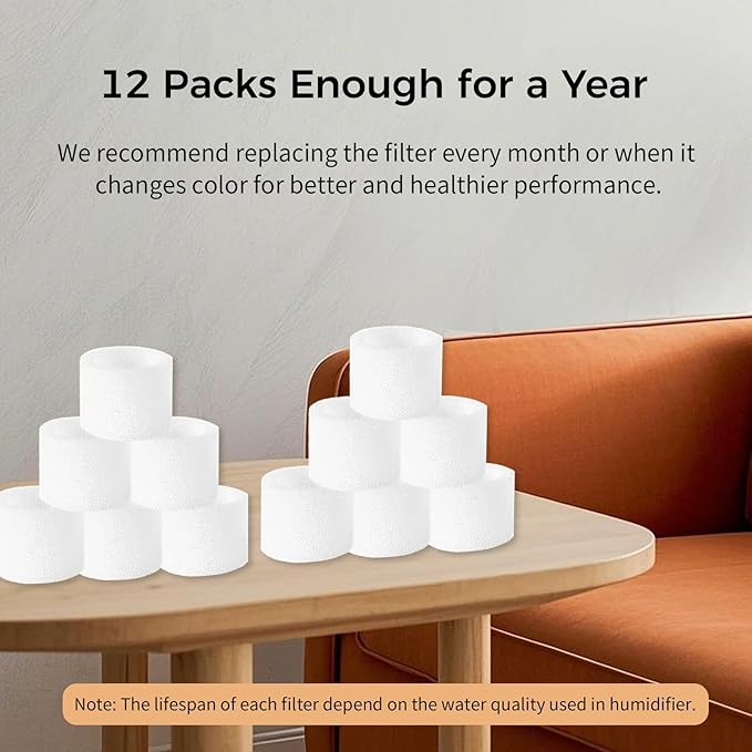 Boxing 12-Pack Top Fill Humidifier Replacement Filters, Capture Particles - Image 5