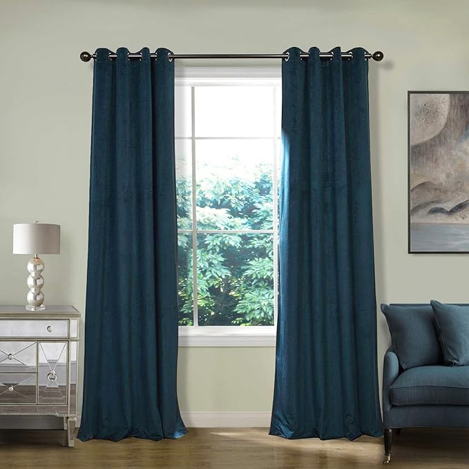 ChadMade Blackout Lined Premium Velvet Curtain Midnight Blue 84Wx72L Inch by ChadMade