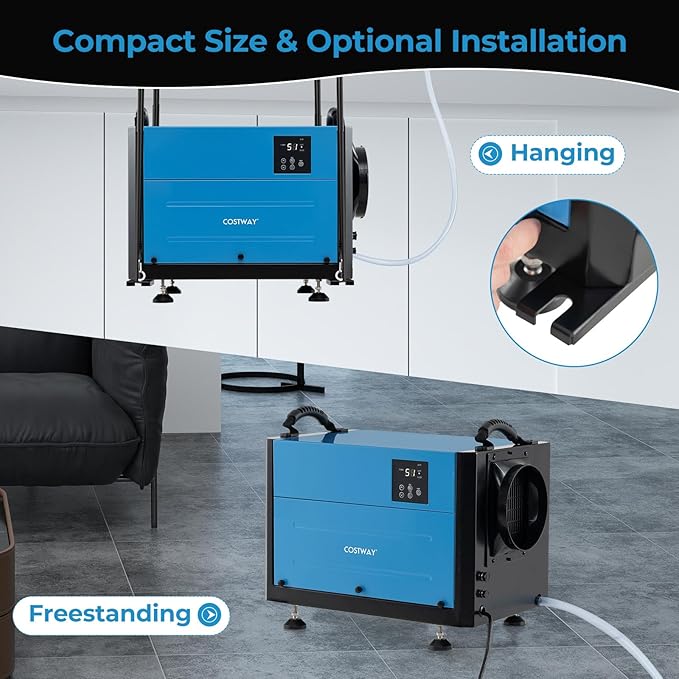 COSTWAY 124 PPD Commercial Dehumidifier, 1300 Sq.Ft Crawl Space Dehumidifier - Image 4