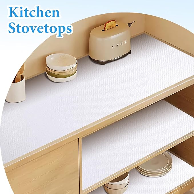 Shelf Liners for Kitchen Cabinets 12in x 20FT Non Adhesive Drawer Liner White - Image 7