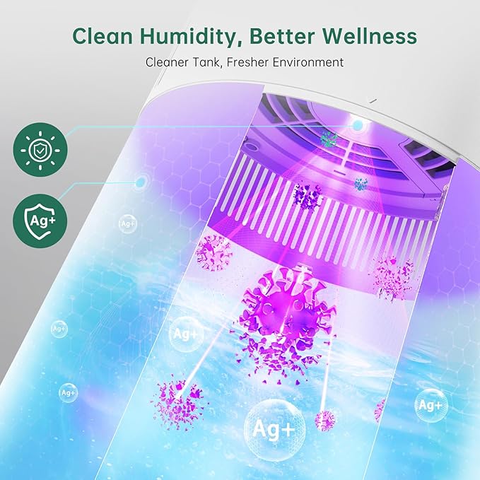 MistFree Smart Humidifier for Bedroom, Evaporative Humidifier No White Dust - Image 2