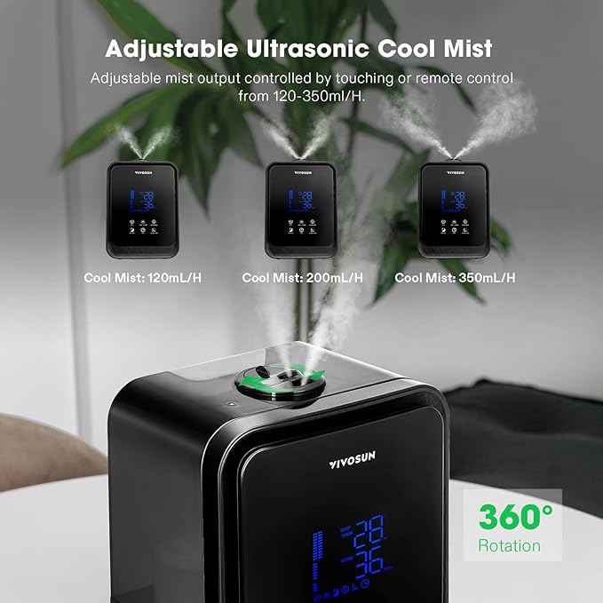 VIVOSUN 4.5L 2-in-1 Cool & Warm Mist Ultrasonic Humidifier - Image 2