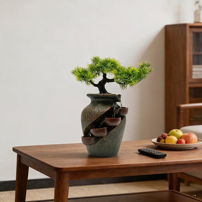 8.7inch Vase Type Artificial Bonsai Tree Fake Plant Mini Tabletop Waterfall - Image 6