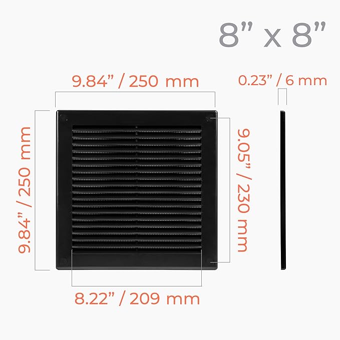 5-Pack 10" x 10" Square Air Vent Cover – Black Plastic Vent Deflector - Image 4