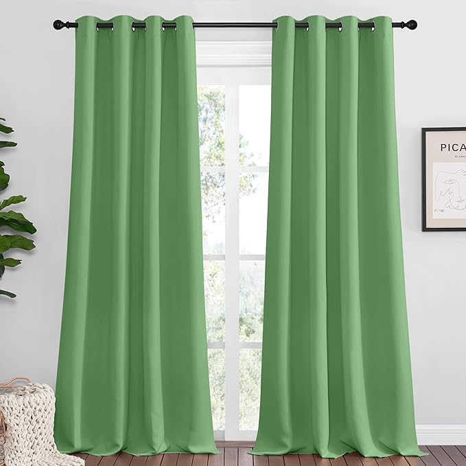 NICETOWN Froest Green Blackout Curtains 90 inches Length by NICETOWN