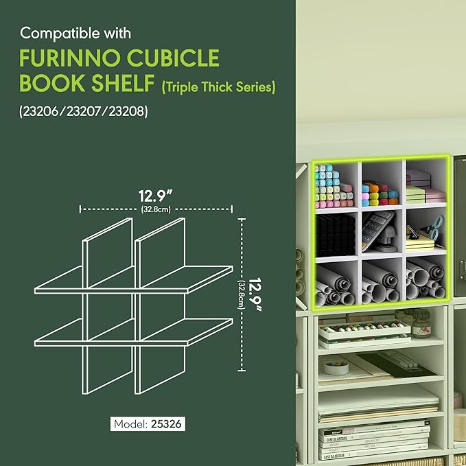 Furinno Cubicle Cube Insert, 9-Compartment Cube Organizer, Geometric Shelf - Image 3