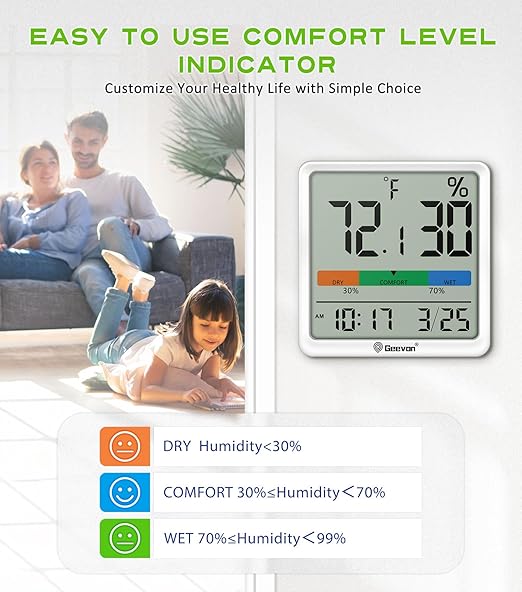 Geevon Digital Indoor Thermometer Hygrometer, Wireless Temperature Humidity - Image 5