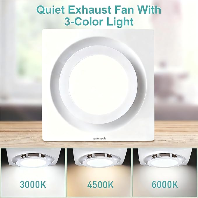 Bathroom Exhaust Fan with Light, 3000K/4500K/6000K Selectable, 110 CFM 1.0 - Image 6