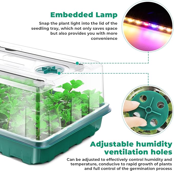 Seed Starter Tray with Grow Light, 96-Cell Seed Starter Kit, Seedling Starter - Image 3