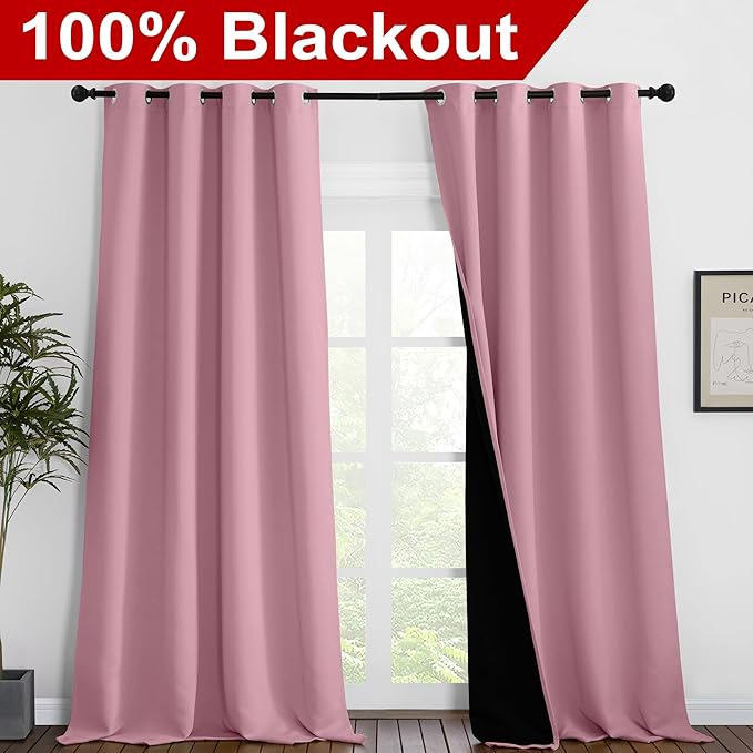 NICETOWN Total Shade Curtains and Draperies, Heavy-Duty Full Light Shading - Image 2