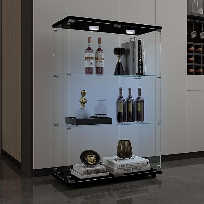 Yoluckea 3-Tier Glass Display Cabinet - Image 5