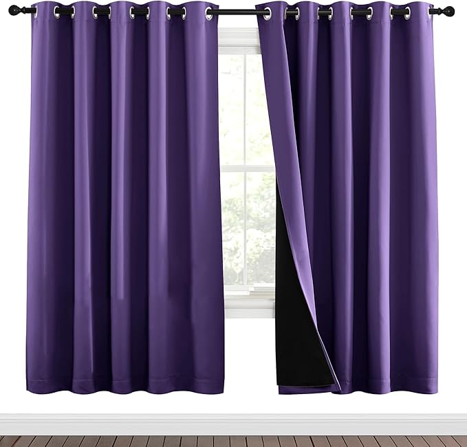 NICETOWN Lilac Purple Full Shade Curtain Panels, Pair of Energy Smart & Noise by NICETOWN