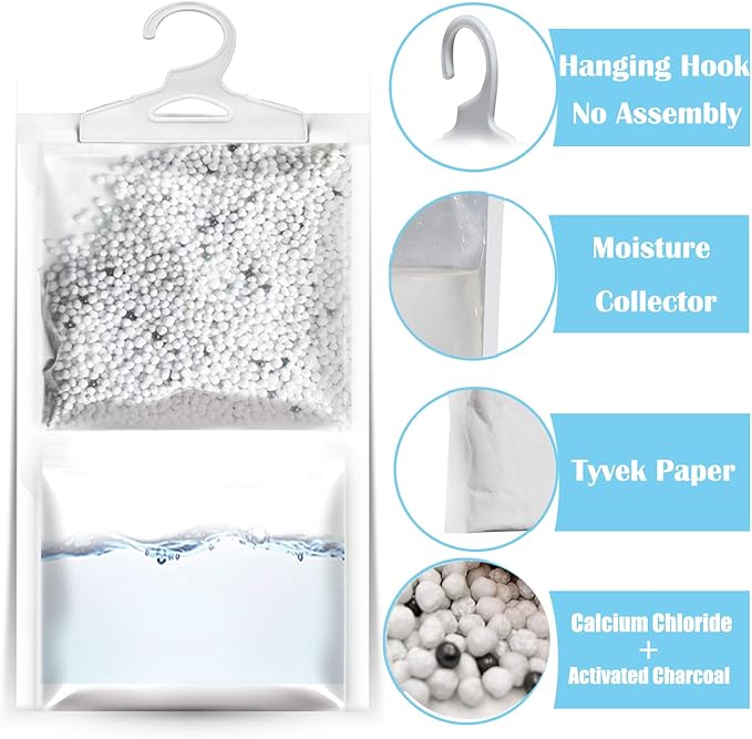 ZSZMFH 6 Pack Moisture Absorber & Max Odor Eliminator Hanging Bag, Charcoal - Image 2