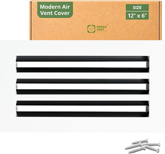 Modern Air Vent Cover 12x6 – Aluminum Linear Slot Diffuser, Decorative White by GREENVENT