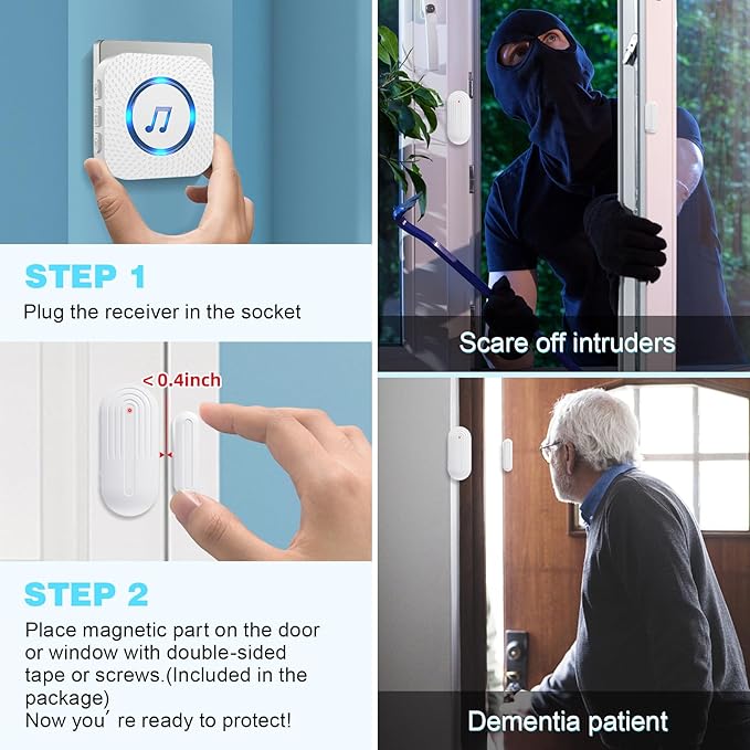 Door Chime, SanJie Wireless Door Sensor Chime When Door Opens, Door Entry Alarm - Image 5