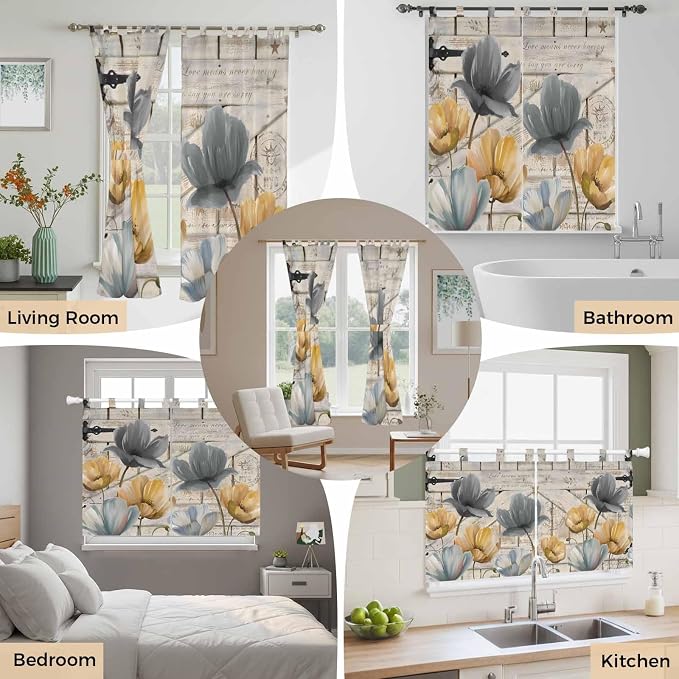 Spring Tulips Flower Bedroom Curtains 72 Inch Length, Window Curtains Tab Top - Image 7