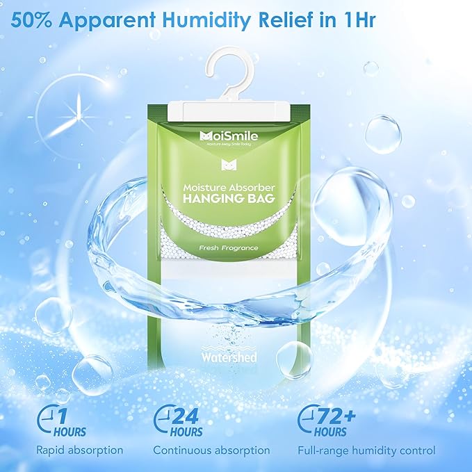 Moisture Absorbers 10 Pack Fresh Fragrance, Hanging Closet Dehumidifier Bags - Image 3